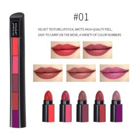 10-Color Matte Velvet Lipstick Set, 5-in-1 Long Lasting Non-Drying Lipstick Kit, Portable Multi-Color Lip Stick For Daily & Party Makeup (Option: 1)