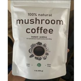 10in1 Mushroom Coffee Powder, Premium Arabica Instant Coffee Blend With Mane, Reishi, Chaga  8 Functional Mushrooms, Low Caffeine, Non GMO, Fille (Option: 1 LB)