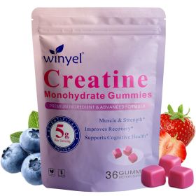 Creatine monohydrate gummies, 5 grams per serving, sugar-free creatine gummies, suitable for workouts, strength, cognitive health, and muscle sup (QTY: 1 PCS)
