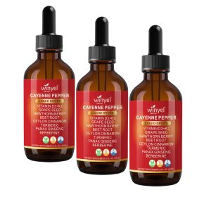 WINYEL Cayenne Pepper Drops Herbal Supplement, Hawthorn Berry, Vitamin D3 K2, Beet Root, Ceylon Cinnamon, Turmeric & Berberine Extract, 60ML (QTY: 3 PCS)