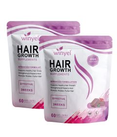 WINYEL Hair Growth Soft Chewables, containing hair growth vitamins for men and women, biotin, to help create thicker, fuller, and stronger hair (QTY: 2 PCS)