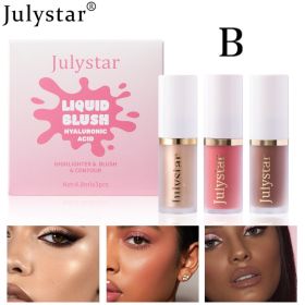 Facial Rouge Powder Blusher Lotion Lasting Pearly Lips Brightening Natural High Gloss Cosmetic Lotion Set (Option: B)